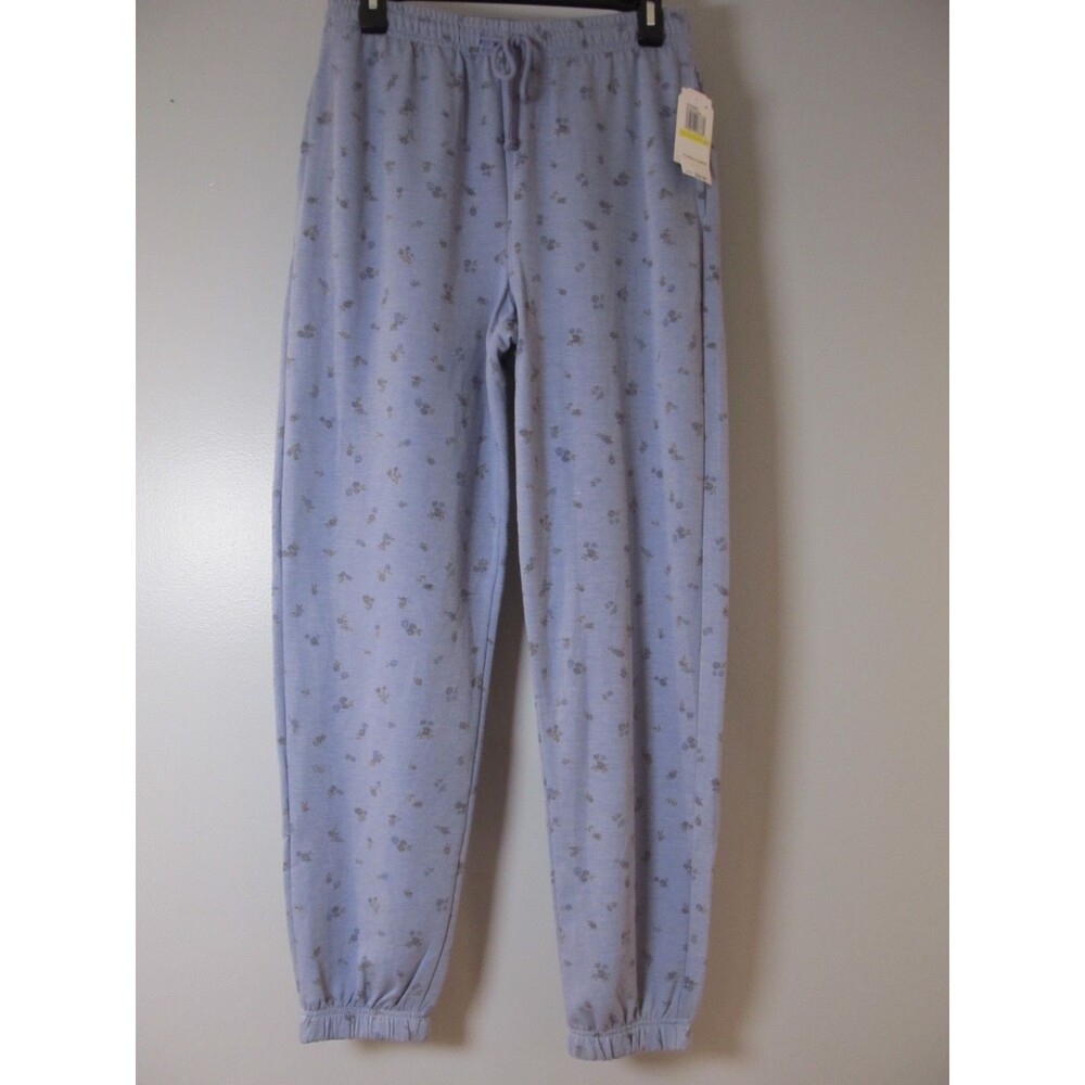 Hippie Rose Juniors Floral Fleece Jogger Pants Blue Floral Soft Cozy NWT Size M